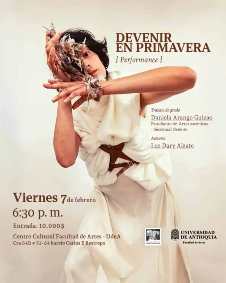 Performance artistique de printemps, une pièce de danse présentée par Daniela Arango Guizao, étudiante en arts du spectacle à l'Université d'Antioquia, avec les conseils de Luz Dary Alzate.