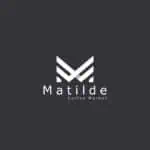 Matilde Coffee Market minimalist logo on a dark background, modern and elegant design for a coffee business and specialty coffee market.