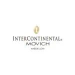 白色背景上的 InterContinental Movich Medellín 公司标志，宣传位于哥伦比亚麦德林的豪华酒店，提供高品质的住宿、活动和旅游服务。