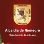 Coat of arms of the Mayor's Office of Rionegro, department of Antioquia, with a red background and yellow details, representing local authority and management in Rionegro, Antioquia.