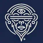 Line art of a stylized figure with an eye on its forehead and facial details, ideal for modern and cultural designs.