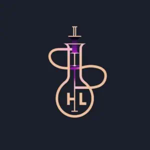Graphic structure with laboratory elements and a health symbol for events and promotion in Colombia.