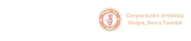 Loading the logo of the artistic corporation Golpe, Son y Tambó on a white background for cultural events and artistic activities in Colombia.