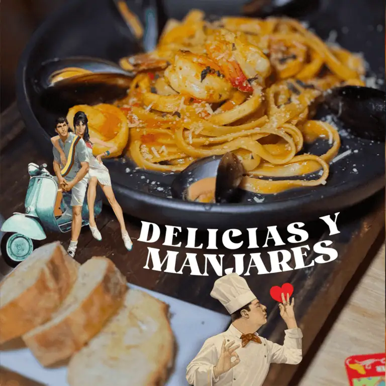 Genießen Sie in einem italienischen Restaurant in Bogotá Pasta mit Meeresfrüchten und Marinara, dazu handwerklich hergestelltes Brot und eine gemütliche Atmosphäre – perfekt für ein köstliches und unvergessliches kulinarisches Erlebnis.
