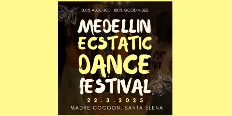 Ecstatic dance festival in Medellín, an event full of good vibes, music, and movement in Madre Cocon, Santa Elena, from March 22 to 25, 2025, ideal for lovers of dance and alternative culture.