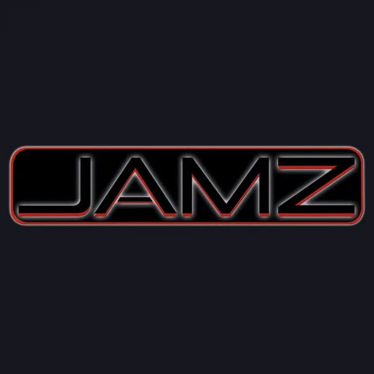 JAMZ logo in black and red neon style for events and entertainment.