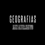 Innovador cartel de eventos de geografía y jazz alternativo en fondo negro, promoviendo cultura y música en Colombia.