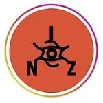 Conception visuelle d'une boussole avec un symbole d'œil central, représentant l'orientation et la direction pour la planification d'événements.