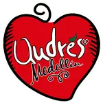 Corazón rojo con el texto "Yudes Medellín" en estilo de dibujo, representando amor y cultura local en Medellín.