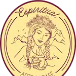 一位头戴花冠的女子，在阳光和山峦的映衬下喝着咖啡，感受着精神艺术与咖啡的魅力。