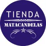 A candle-slaying store logo on a blue background, a shop facade for gifts, decorations, and items related to events and celebrations, a promotional image for SEO.