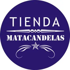 Ein Kerzentöter-Ladenlogo auf blauem Hintergrund, eine Ladenfassade für Geschenke, Dekorationen und Artikel rund um Events und Feiern, ein Werbebild für SEO.