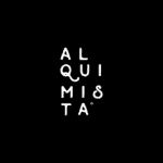 Alchemist logo on a black background, minimalist and modern design for creative events and brands.