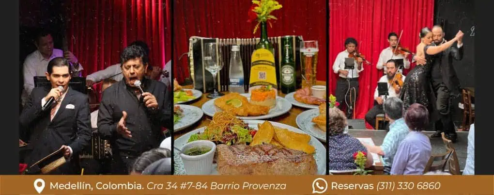 Un spectacle musical live avec des musiciens sur scène animera votre soirée dans un restaurant de Medellín, en Colombie. Profitez d'une cuisine raffinée, de concerts et d'une ambiance chaleureuse pour vos événements et célébrations.