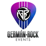Guitarra de guitarra acústica con fondo oscuro y logotipo de Germán Rock Events, imagen relacionada con organización de eventos musicales y conciertos en Colombia.