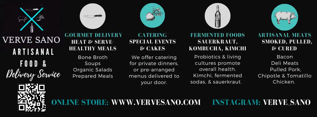 Verve Sano's healthy artisanal food service, home delivery and catering for private events, offers fermented food options, artisanal meats, and healthy meals in Colombia.