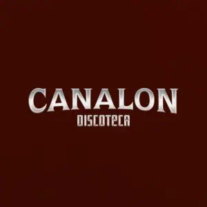 Canalon Discoteca, un logo sur fond noir avec un lettrage argenté, représente un lieu de divertissement et de vie nocturne de la ville. Un design moderne pour les événements et les fêtes en discothèque.