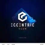Eccentric Club's digital logo features a modern, minimalist design and dark background, ideal for exclusive events and networking in Colombia.