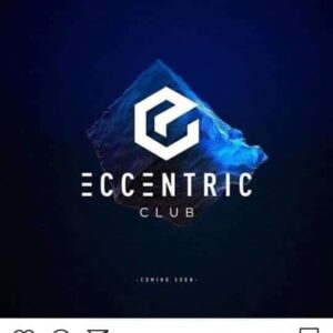 Logotipo digital del Eccentric Club, imagen moderna con diseño minimalista y fondo oscuro, ideal para eventos exclusivos y networking en Colombia.