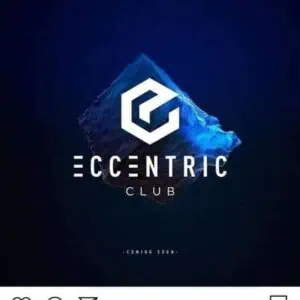 Das digitale Logo des Eccentric Club zeichnet sich durch ein modernes, minimalistisches Design und einen dunklen Hintergrund aus, ideal für exklusive Veranstaltungen und Networking in Kolumbien.