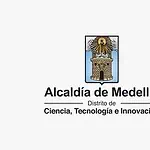 Coin événementiel de la mairie de Medellín, axé sur la science, la technologie et l'innovation, avec le logo institutionnel au centre de l'image.