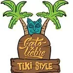 热带风格的棕榈树和提基面具，适合夏季活动 Cat Vibre Tiki Style。