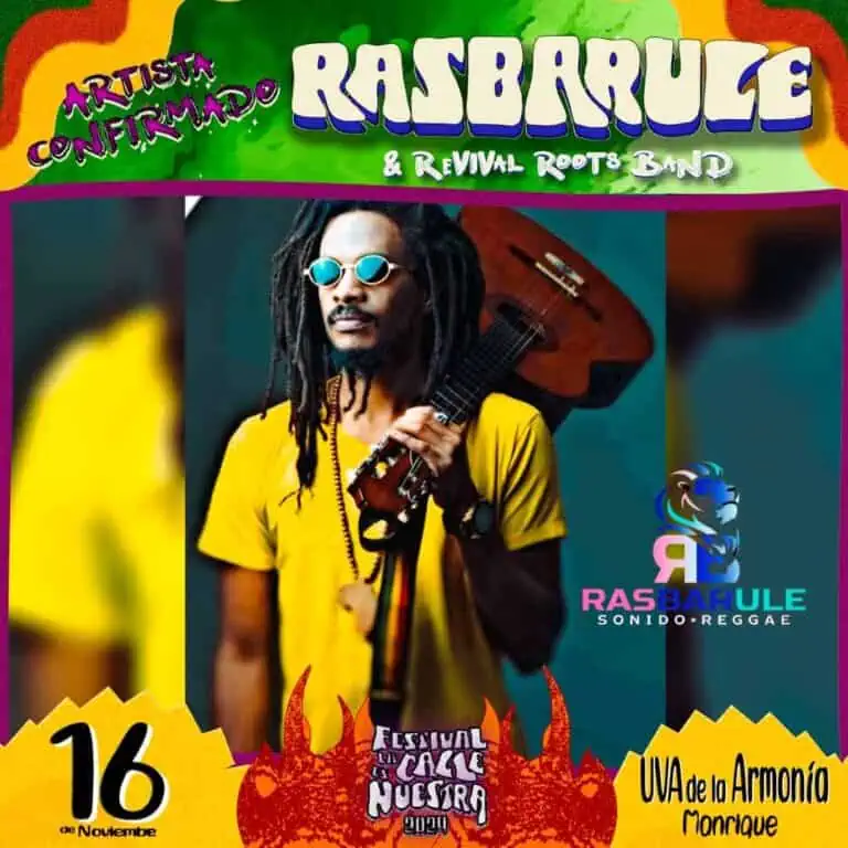 Concert live des artistes reggae RasBarule Festival caribéen Nsiira 2024 UVA de la Armonía Manrique.