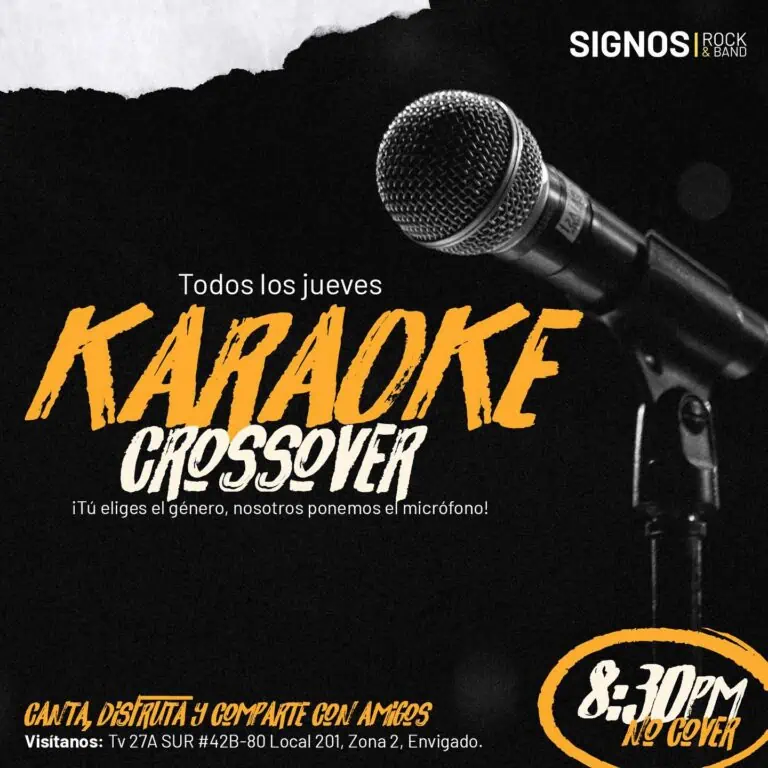 现场音乐活动中的卡拉OK麦克风，摇滚和乐队主题卡拉OK推广，主题之夜的宣传图片，卡拉OK和音乐会的专业麦克风，在Enviado举行的音乐活动。