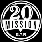 Mission Bar 20，黑白标志，现代设计，非常适合酒吧和活动，突出了娱乐行业的使命和社区概念。