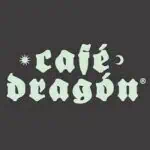 Cafe Dragón 标志采用现代暗色调风格，代表该品牌用于活动和促销。