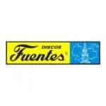 Discos Fuentes 经典标志，哥伦比亚音乐和商品商店，以黄色、蓝色和黑色为主色调，非常适合在哥伦比亚举办活动和进行音乐推广。
