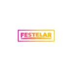Festelar colorful logo with pink and yellow text, representing events and festivities.
