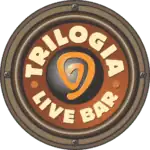 Alt text: Tradilogia Live Bar 的标志，这是一个圆形设计的活动和现场音乐酒吧，采用暖色调和突出显示的文字。