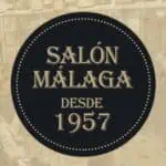 Logo du Salón Málaga sur une affiche vintage pour événements et mariages à Malaga, connue pour son histoire depuis 1957, idéale pour des célébrations élégantes et classiques.