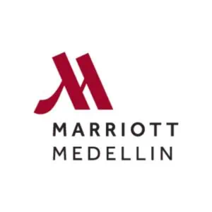 Marriott Medellín-Logo, Hotel-Branding, Hotelketten-Logo, Hotelbranche, Hospitality-Branding, Marriott International, Medellín, Reise- und Tourismus-Logo.