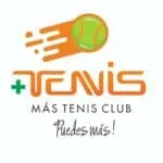 Tennis club logo with a vibrant moving tennis ball and text encouraging more tennis enjoyment; ideal for promoting sporting events and tennis clubs.