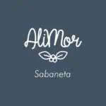 Aalt text: Alimor Sabaneta logo, a beauty and personal care brand in Colombia, with a modern and elegant design in blue tone.