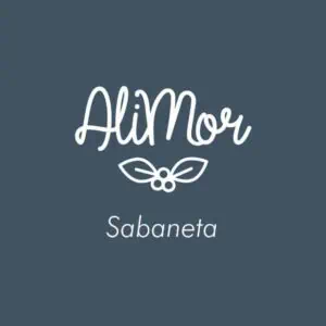 Aalt-Text: Logo von Alimor Sabaneta, einer Schönheits- und Körperpflegemarke in Kolumbien, mit einem modernen und eleganten Design in Blautönen.
