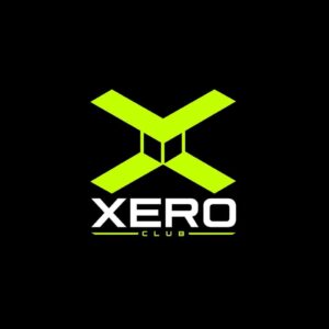 Xero Club logotipo en fondo negro, con diseño moderno en color verde neón y blanco, representando eventos y entretenimiento, ideal para promocionar Xero Club en Colombia.