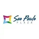 Colorful Sao Paulo Plaza logo with a modern and vibrant design, representing a retail and event space in Bogotá. Perfect for promoting event centers and meeting places.