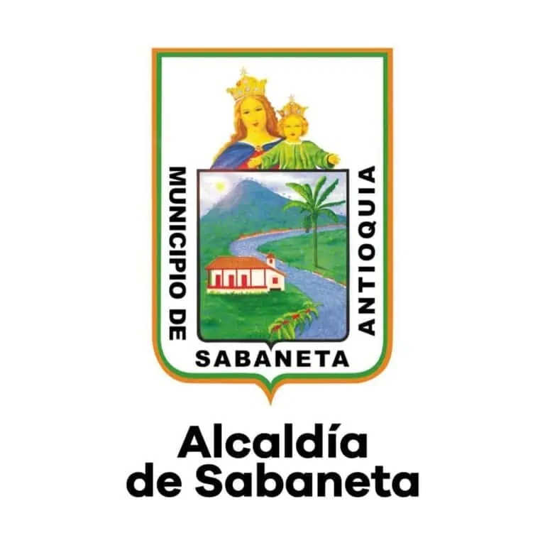 安蒂奥基亚省萨瓦内塔市市长办公室的徽章图，展示了文化、自然和宗教符号，代表了该市的身份和传统。