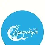 AeroParque logo with waves of water and text in blue and white, representing water events and activities in Colombia.