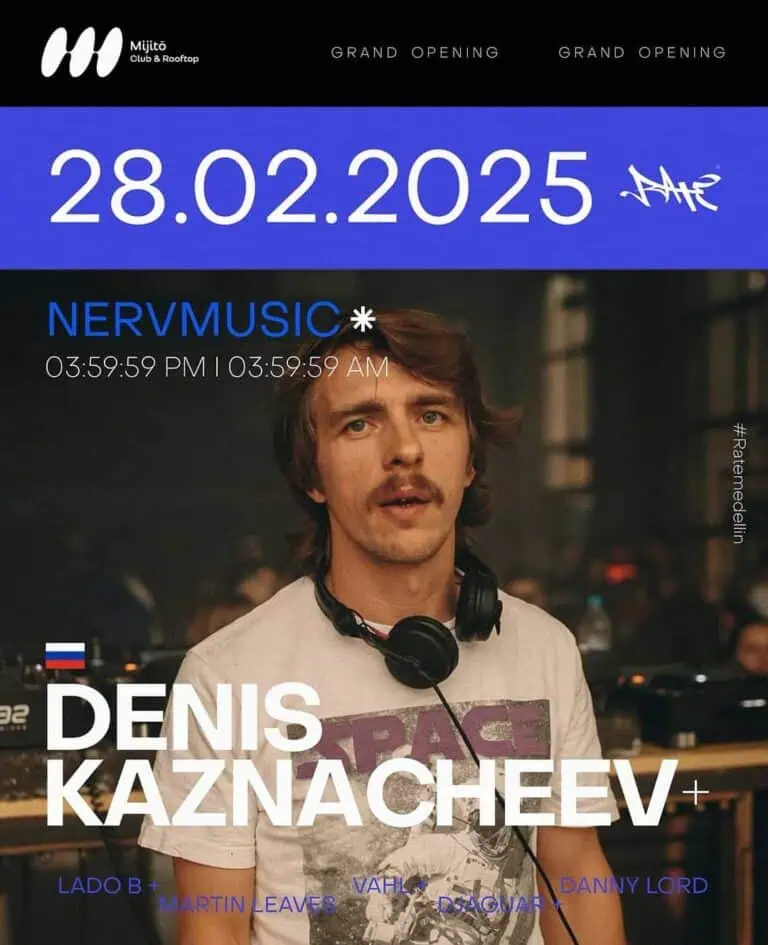 - 2025 年 2 月 28 日，Mijtö 俱乐部和屋顶酒吧在波哥大盛大开幕，届时将有著名 DJ Denis Kaznacheev 出席。