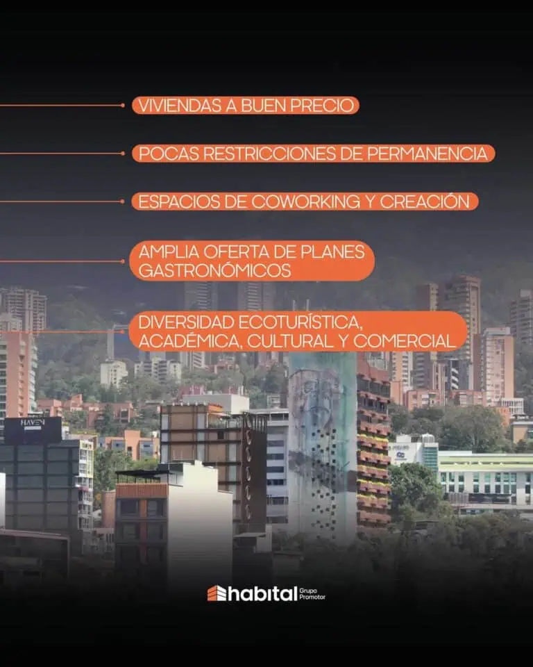 Affordable housing in Bogotá, with few permanence restrictions, coworking and creative spaces, a wide range of culinary options, and a diverse range of ecotourism, academic, cultural, and commercial opportunities in the city.