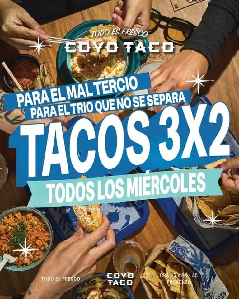 3-for-2 Tacos on Wednesdays at Coyotaco, a Mexican restaurant in Proenza, with special offers on tacos and traditional dishes, ideal for lovers of fresh, traditional Mexican food.