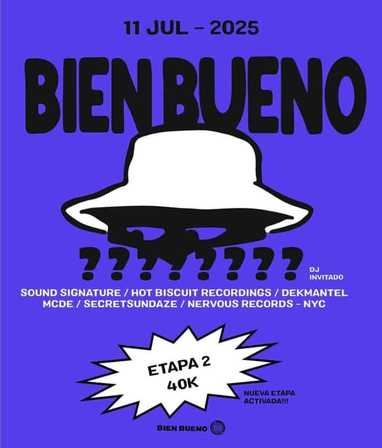 Skyline con evento y cartel de bienvenida para evento de música y entretenimiento en Bogotá, Colombia en julio de 2025.