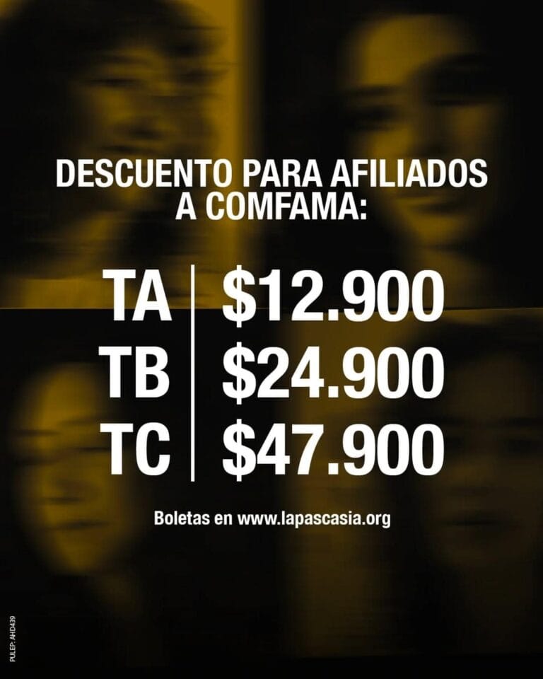 Descuento para afiliados a COMFAMA en eventos y ferias, tarifas especiales, entradas económicas, promociones exclusivas, boletos en línea en www.lapascasia.org.