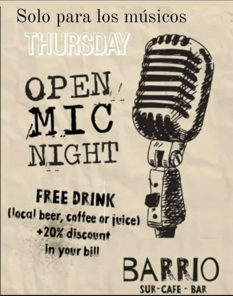 Vintage microphone for musical events and open mic nights, featured in concert and karaoke promotion, ideal for artists and musicians in neighborhoods and cafes.