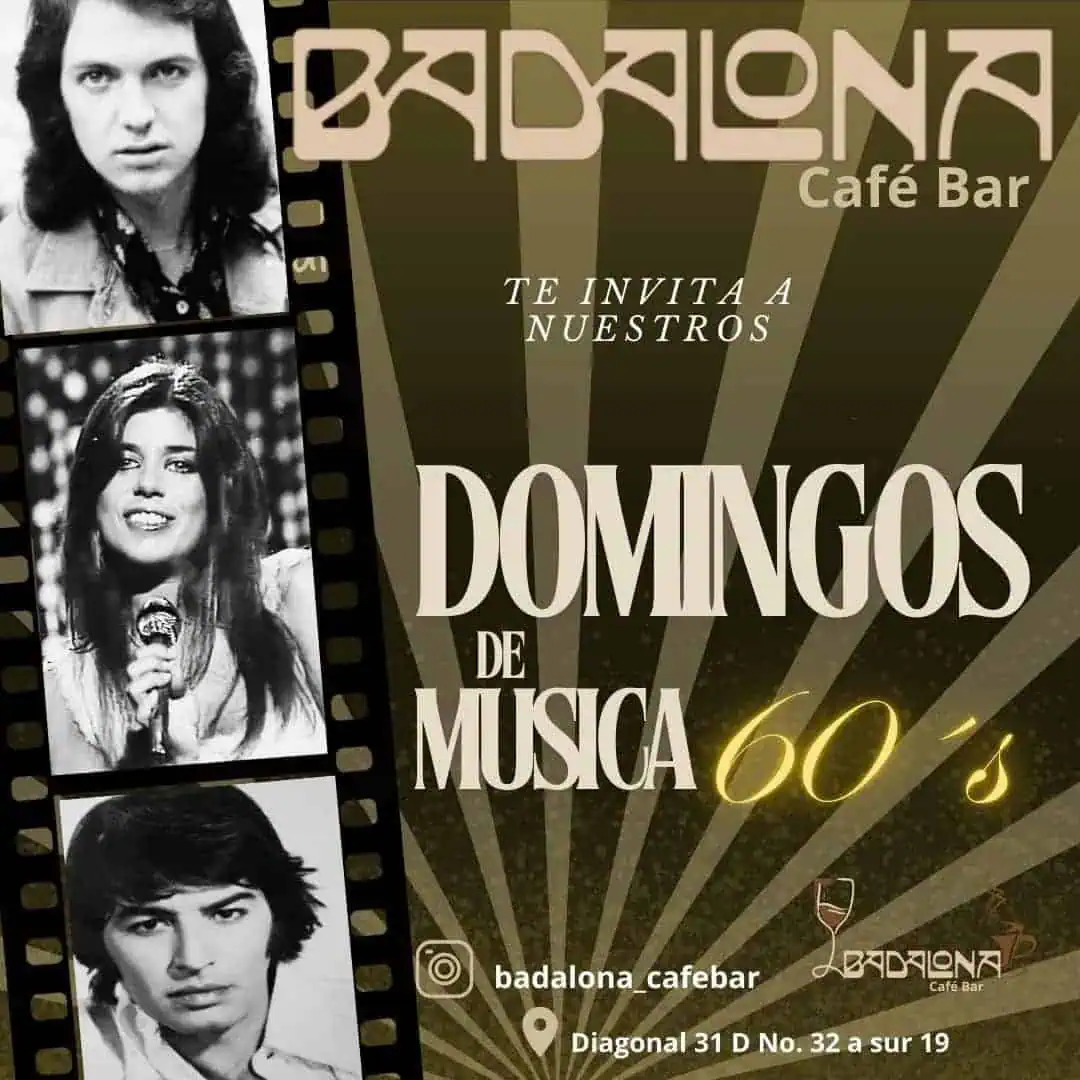 Espectáculo musical dominical en Café Bar Badalona, presentación de artistas destacados en un ambiente acogedor y cultural, ubicado en Diagonal 31 D No. 32 a sur 19.