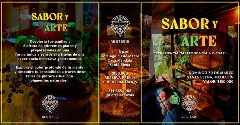 Flavor and Art: A sensorial gastronomic experience and ritual painting workshops at Casa Mandala, Santa Elena, Medellín, featuring natural ingredients and a focus on creativity and culinary art.